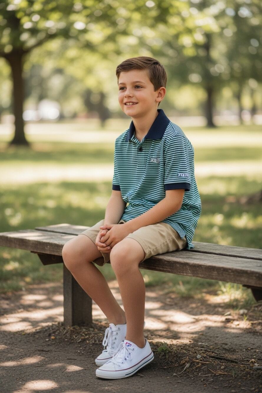 AFTCO American Fishing Tackle Co Striped Performance Polo Shirt Youth Small